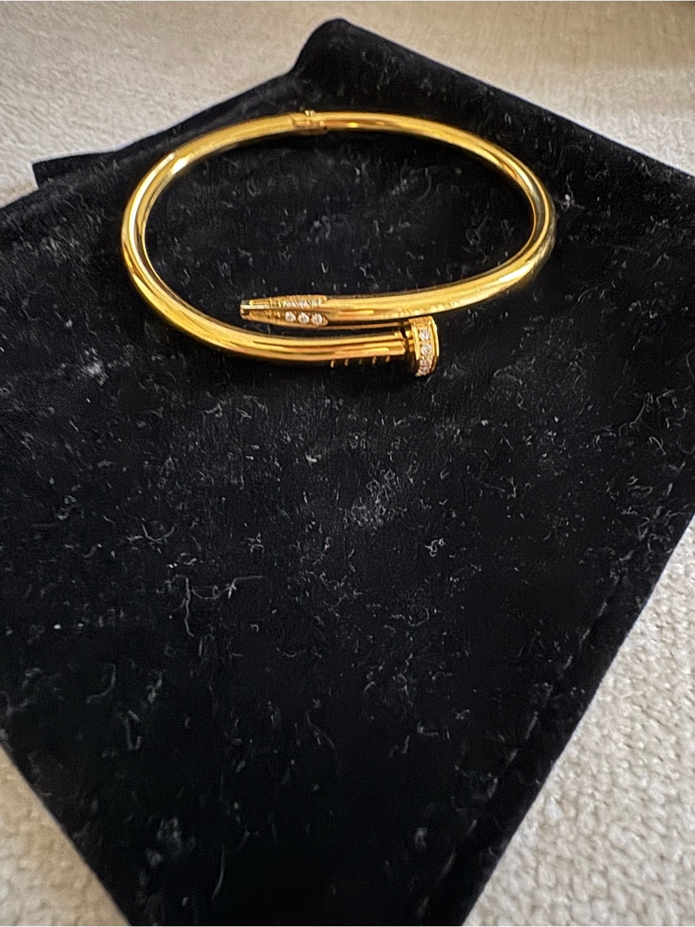 Gold Nail-Style Hinged Bangle Bracelet
